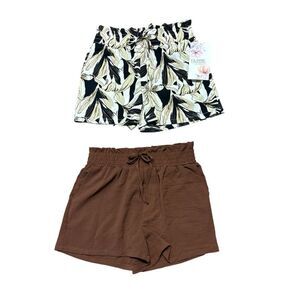 Classic Concepts Los Angeles Brown and Leaf Print Women's Shorts Set SMALL New